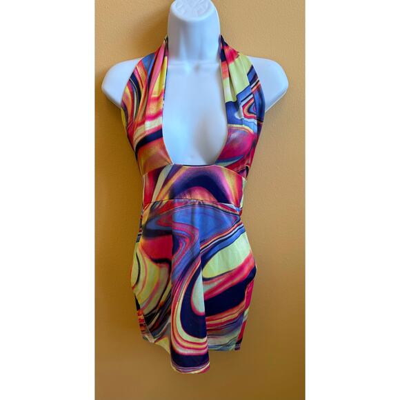 Anne’s Apparel Small retro disco dress costume event 70's 60's hippie halter - Picture 1 of 4